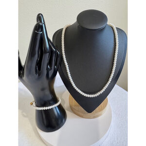 Women's 5mm Pearl Necklace & Bracelet Set, White, 18"/7" lengths. NWOT